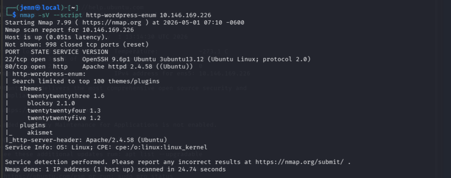 nmap WordPress enumeration